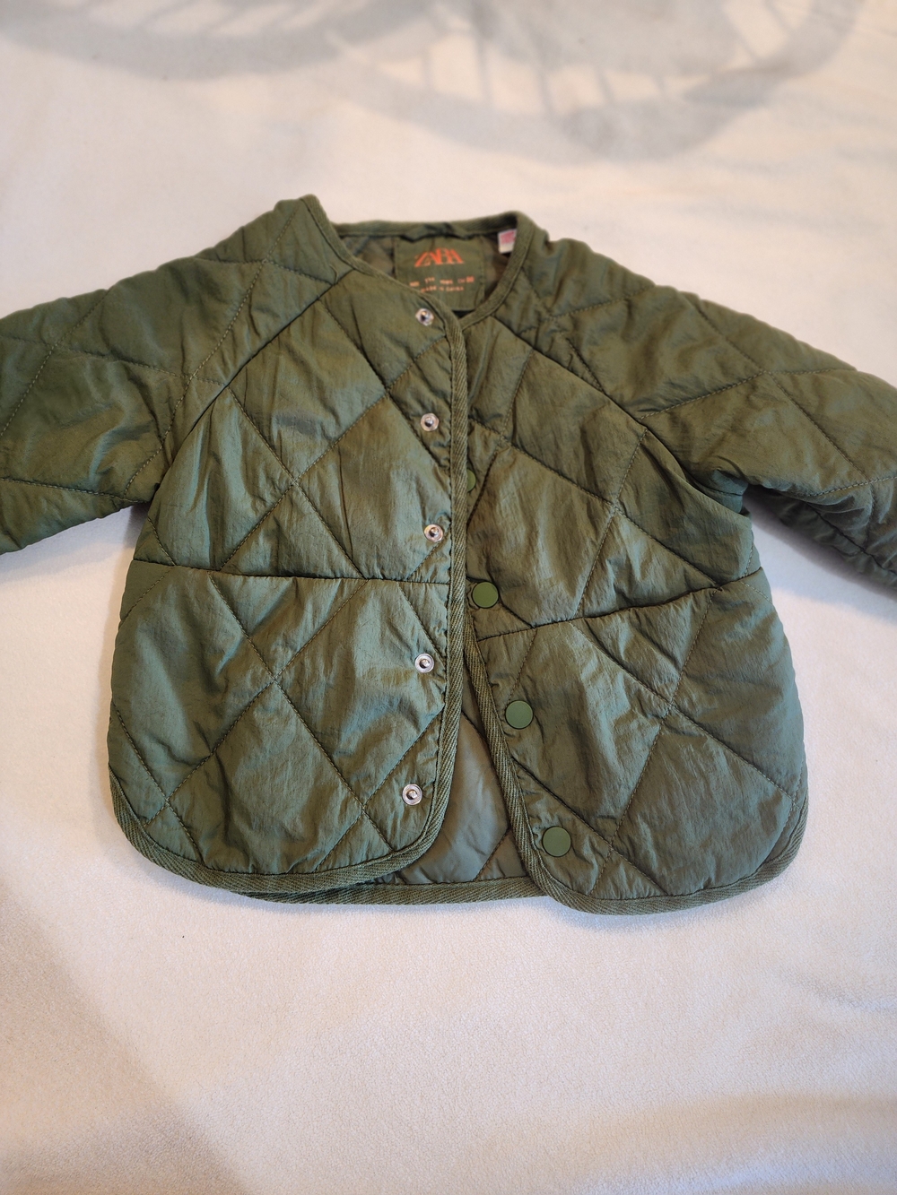 Zara Quilted Olive Green Kids Puffer Jacket 1 1/2 Years